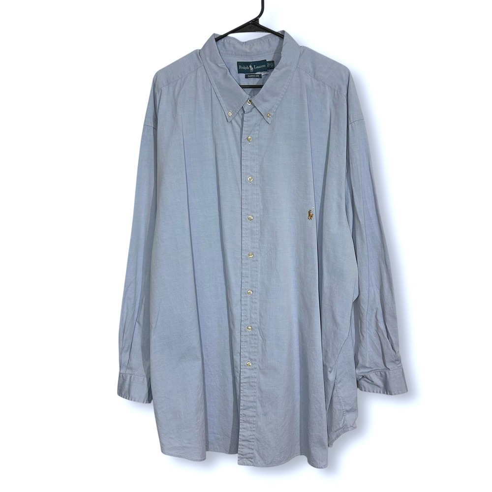 Ralph Lauren Classic Fit Button Down Shirt Long Sleeve Light Blue
 21 38-37 Tall
